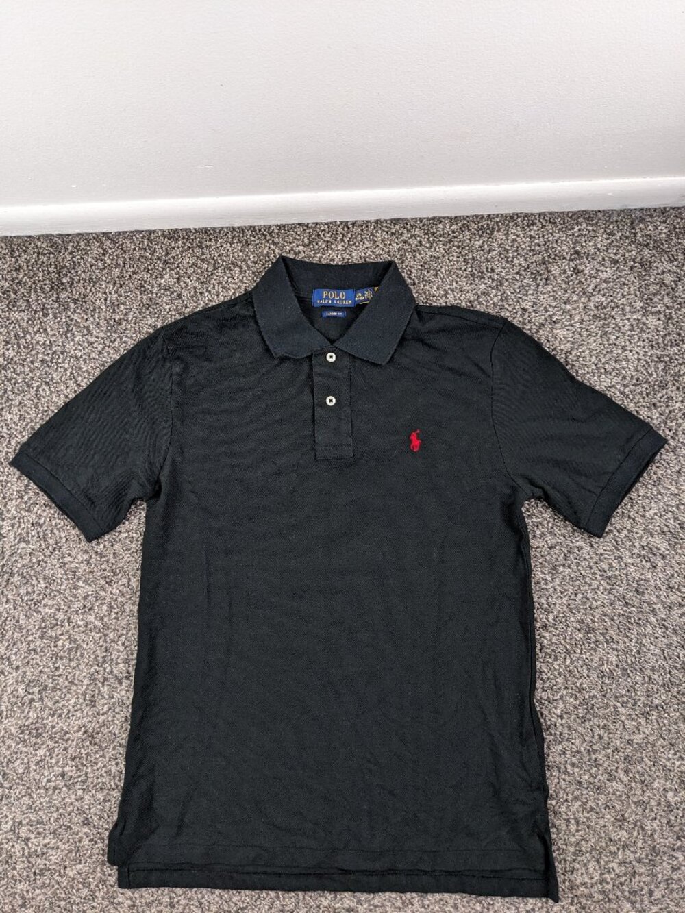 NWT Ralph Lauren Polo Shirt Youth Boys L (14-16) Black Pique Short Sleeve Pony